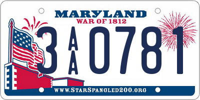 MD license plate 3AA0781