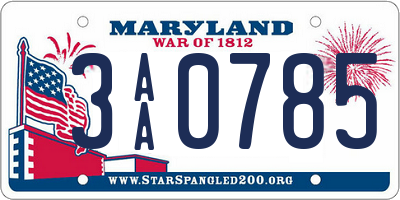 MD license plate 3AA0785