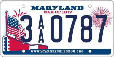 MD license plate 3AA0787
