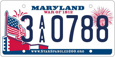 MD license plate 3AA0788