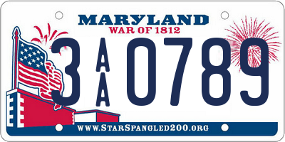 MD license plate 3AA0789