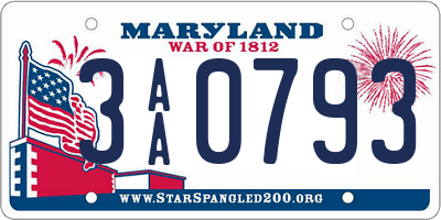 MD license plate 3AA0793