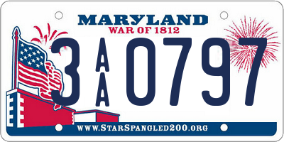 MD license plate 3AA0797