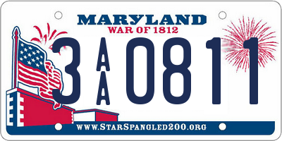 MD license plate 3AA0811