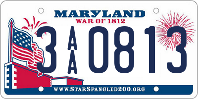 MD license plate 3AA0813