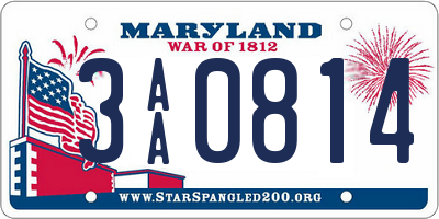 MD license plate 3AA0814