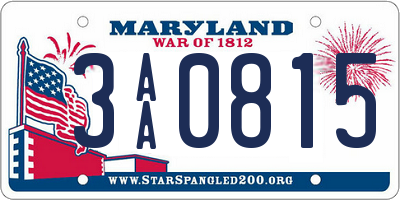 MD license plate 3AA0815