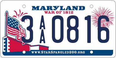 MD license plate 3AA0816