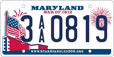 MD license plate 3AA0819