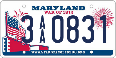 MD license plate 3AA0831