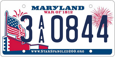 MD license plate 3AA0844