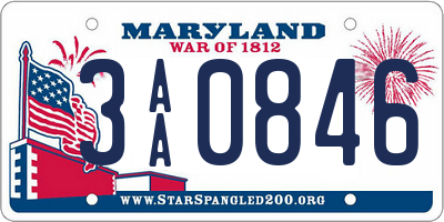 MD license plate 3AA0846