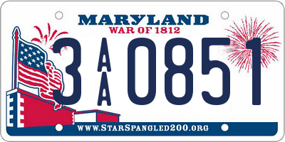 MD license plate 3AA0851