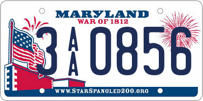 MD license plate 3AA0856