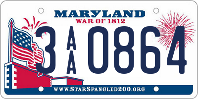 MD license plate 3AA0864