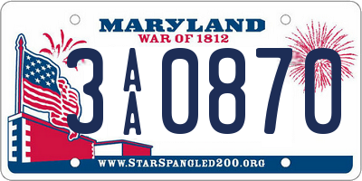 MD license plate 3AA0870