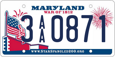 MD license plate 3AA0871