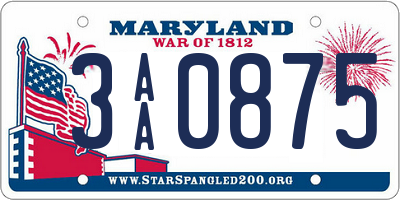 MD license plate 3AA0875