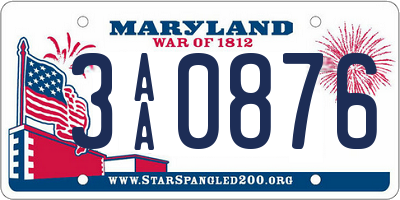 MD license plate 3AA0876