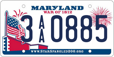 MD license plate 3AA0885