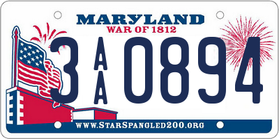 MD license plate 3AA0894