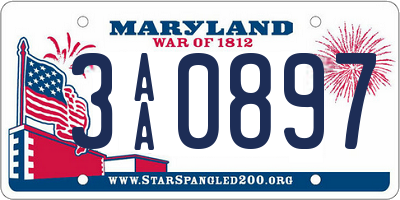 MD license plate 3AA0897