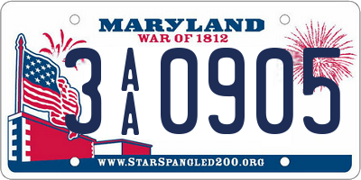 MD license plate 3AA0905