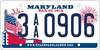 MD license plate 3AA0906