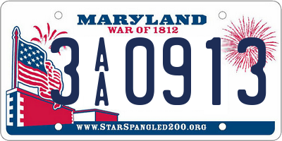 MD license plate 3AA0913