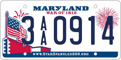 MD license plate 3AA0914