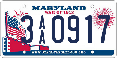 MD license plate 3AA0917