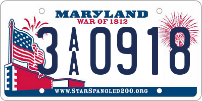 MD license plate 3AA0918