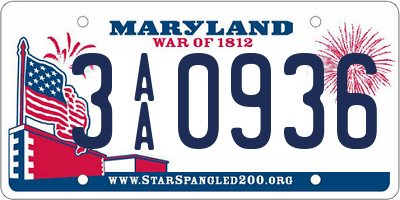 MD license plate 3AA0936