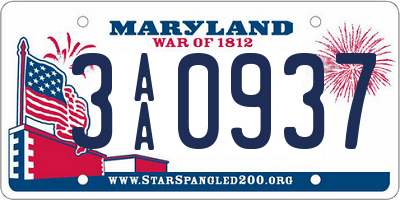 MD license plate 3AA0937