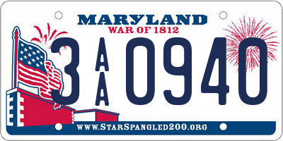MD license plate 3AA0940