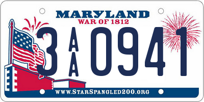 MD license plate 3AA0941