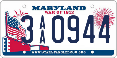 MD license plate 3AA0944