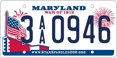 MD license plate 3AA0946