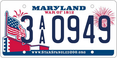 MD license plate 3AA0949