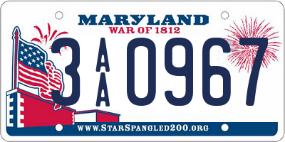 MD license plate 3AA0967