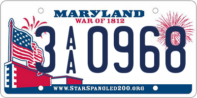 MD license plate 3AA0968