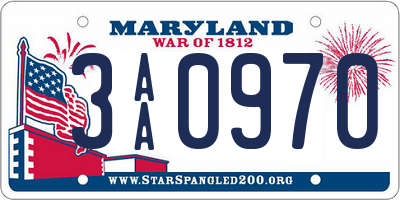 MD license plate 3AA0970