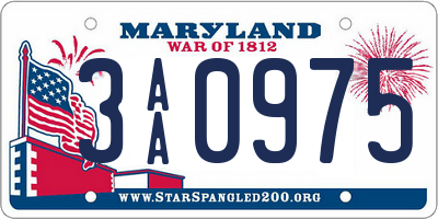 MD license plate 3AA0975