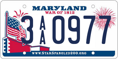 MD license plate 3AA0977