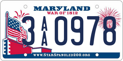 MD license plate 3AA0978