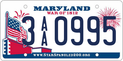 MD license plate 3AA0995