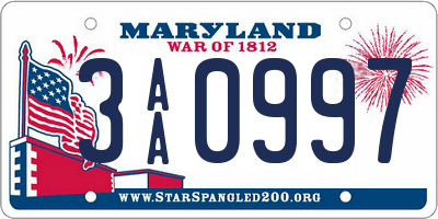 MD license plate 3AA0997