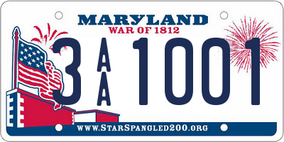 MD license plate 3AA1001