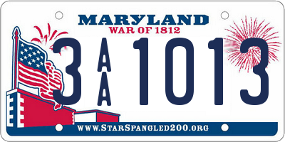 MD license plate 3AA1013