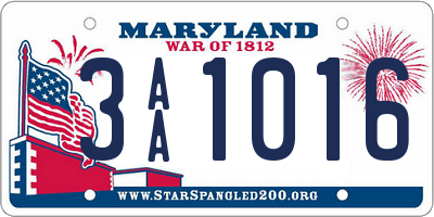 MD license plate 3AA1016